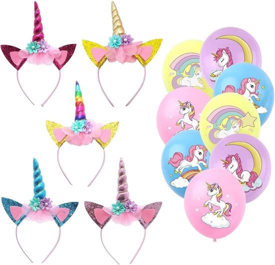 Cinturini per capelli 5 pezzi - Arcobaleno - Cinturini per cavalli - Accessori per feste - Ragazze - Oro, 26 cm