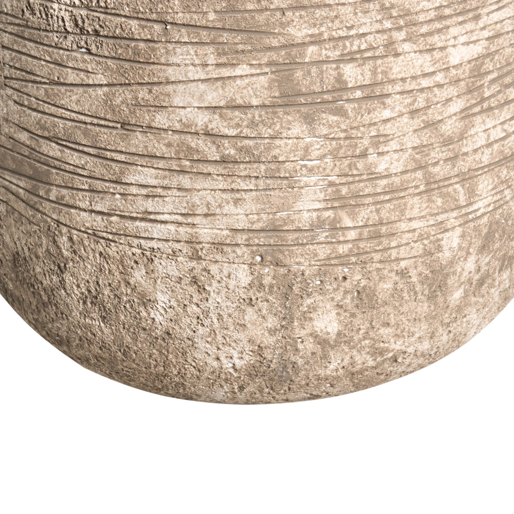 Fioriera beige in fibra di argilla verniciata per interni ed esterni rotonda 44 x 44 x 43 cm alta design moderno soggiorno giardino