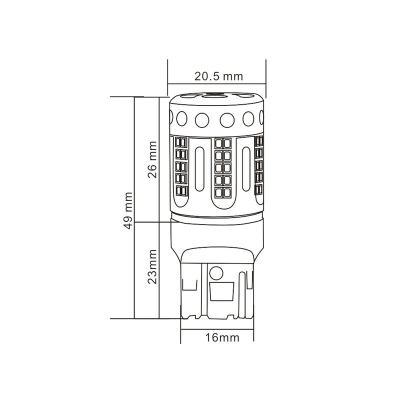 Lampada Led 7443 CK T20 W21/5W 100% Canbus 12V 21/5W Effettiva Bianco 6000K Con Ventola In Testa