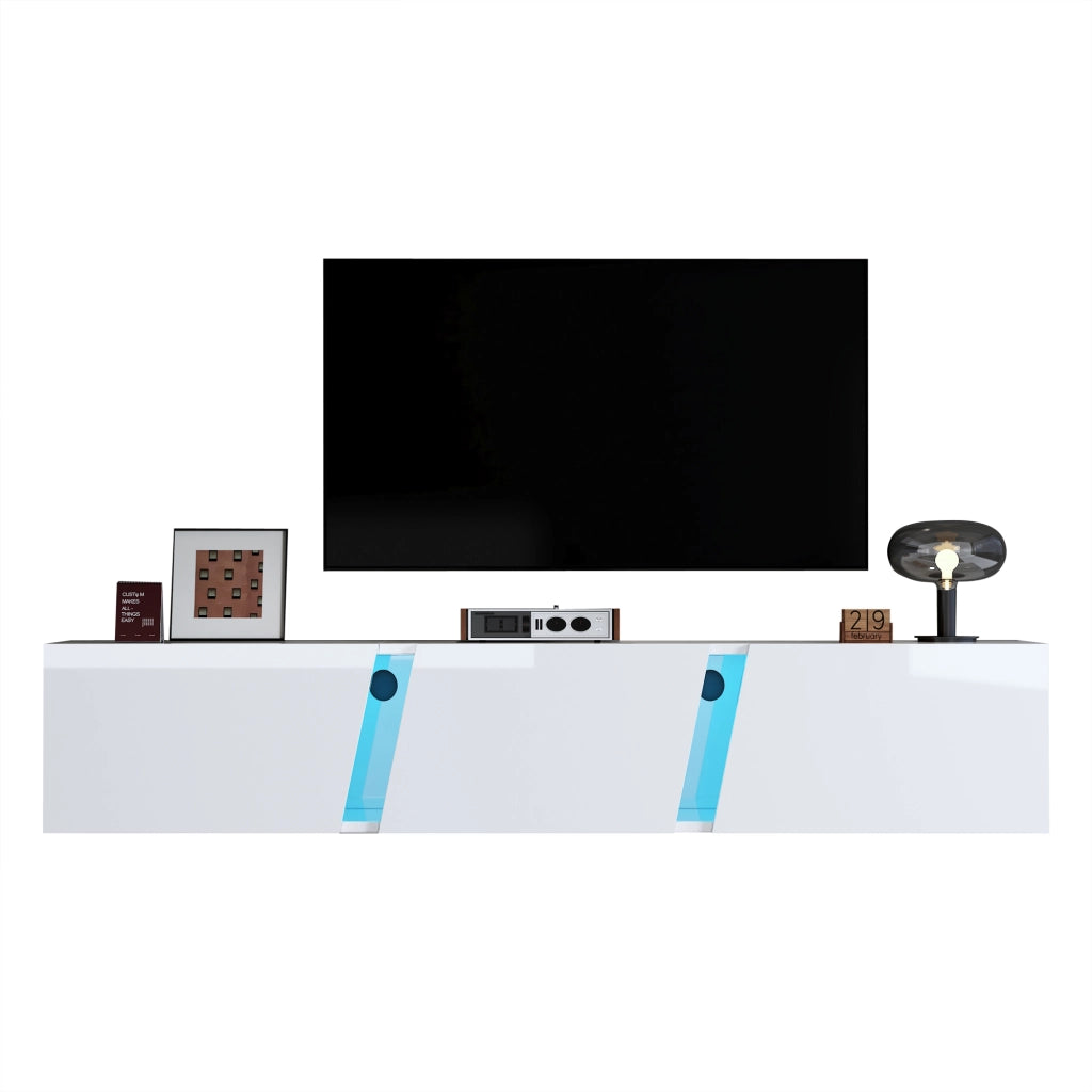 Cassettiera TV a muro bianca in truciolato; lunghezza 180 cm