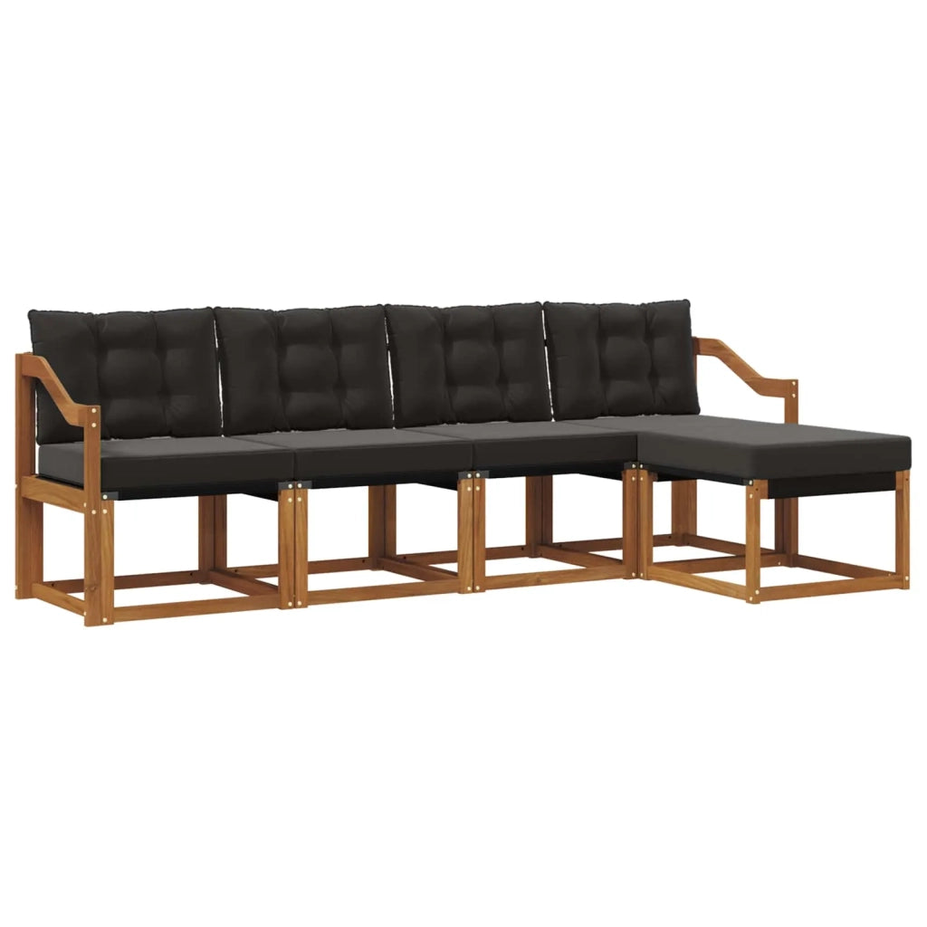 Set di divani da esterno con cuscino 5 pcs Naturale e Nero 3368579