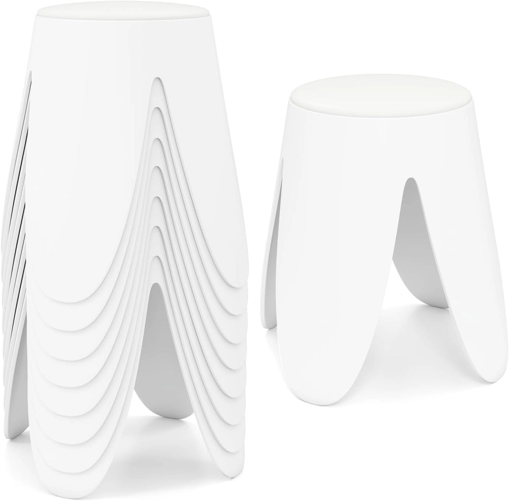 Set di 8 Sgabelli Impilabili, Sgabelli in Plastica, Sedie Portatili Senza Schienale per Scuola, Aula, Studenti, Adulti, Soggiorno, Sala da Pranzo, Casa e Ufficio, Senza Montaggio