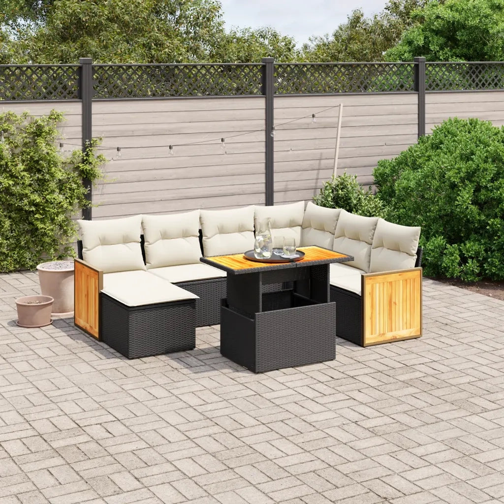 Set Divani da Giardino con Cuscini 8 pz Nero in Polyrattan 3274073
