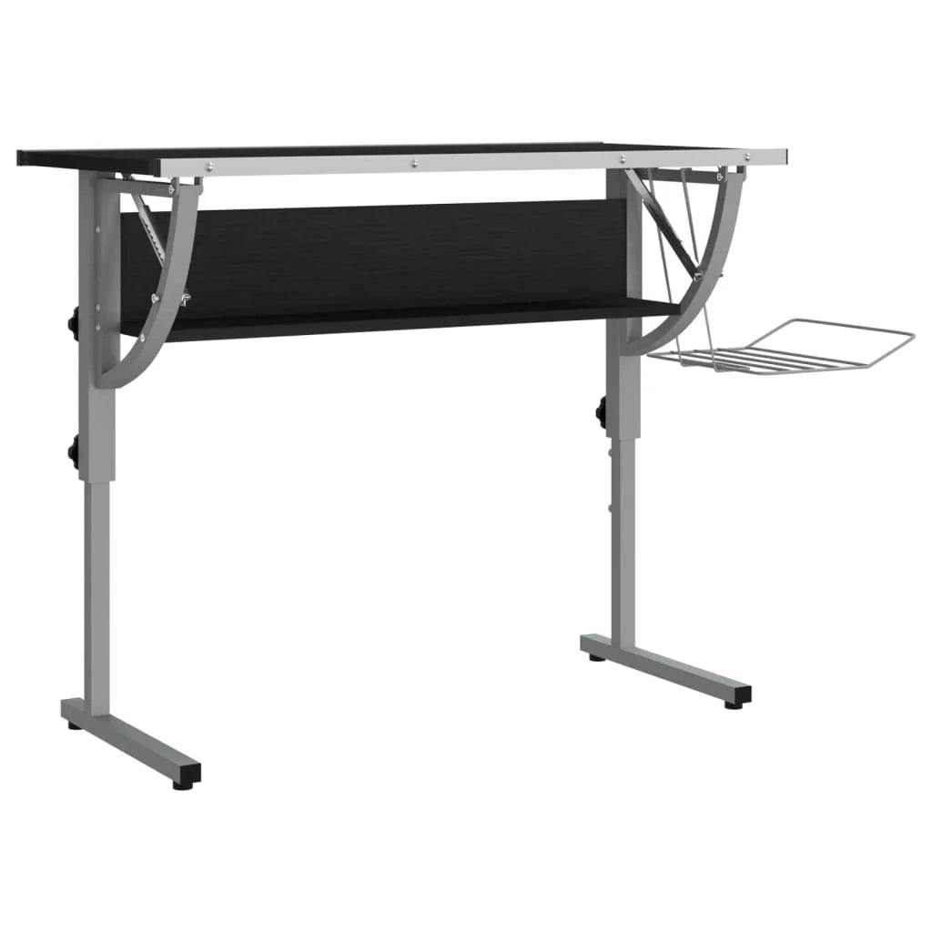 Scrivania tavolo postazione di lavoro mobile per computer studio al computer artigianato 110 x 53 x (58-87) cm nero 02_0023700