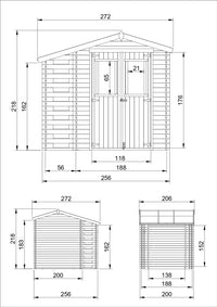 Casetta da Giardino in Legno con Legnaia da Esterno - 3,53 m2 + 0,97 m2 - TIMBELA M386C+M386G