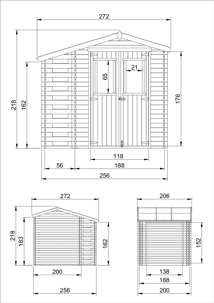 Casetta da Giardino in Legno con Legnaia da Esterno - 3,53 m2 + 0,97 m2 - TIMBELA M386C+M386G