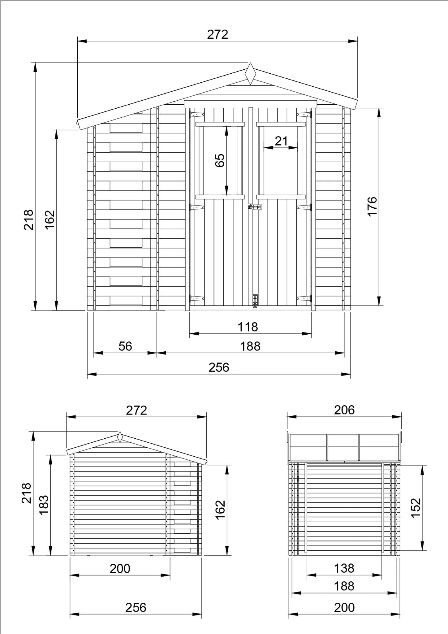 Casetta da Giardino in Legno con Legnaia da Esterno - 3,53 m2 + 0,97 m2 - TIMBELA M386C