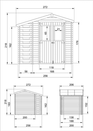 Casetta da Giardino in Legno con Legnaia da Esterno - 3,53 m2 + 0,97 m2 - TIMBELA M386C