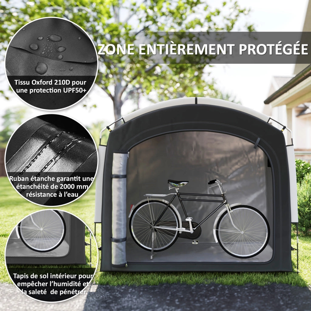Copertura per Biciclette Portatile ¨C zephmum ¨C Nero 220x150x195 cm