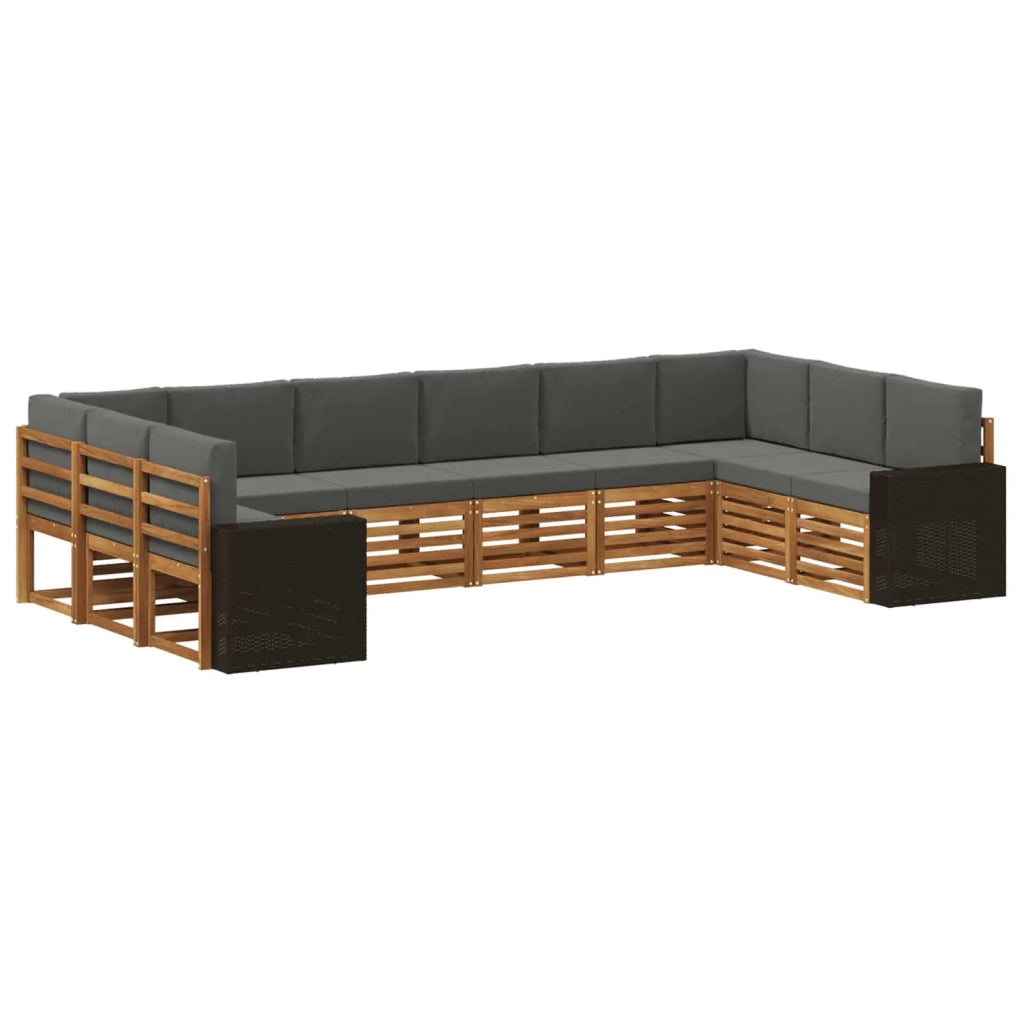 Set di divani da esterno 10 pcs Naturale e Antracite Poliestere 3384903