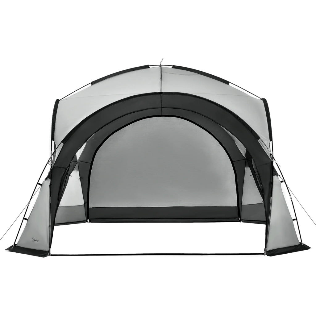 Gazebo da campeggio con ghirlanda 96 LED 345 x 345 x 247 cm grigio scuro 03_0008742