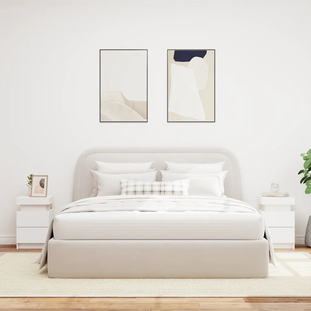 Comodini con Luci LED 2 pz-Set di 2 Tavolino da notte Bianchi 35x39x55 cm