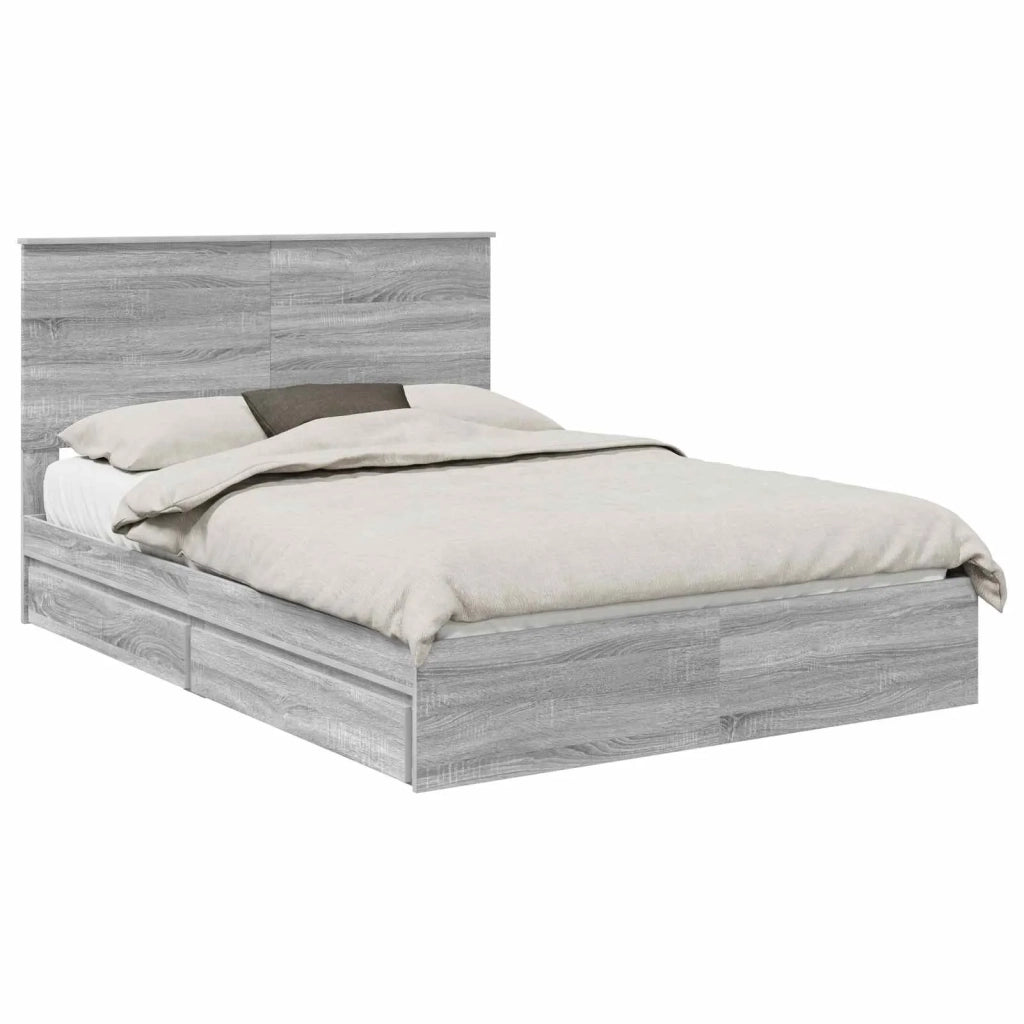 Letto con Contenitore con testiera Grigio Sonoma 140 x 200 cm