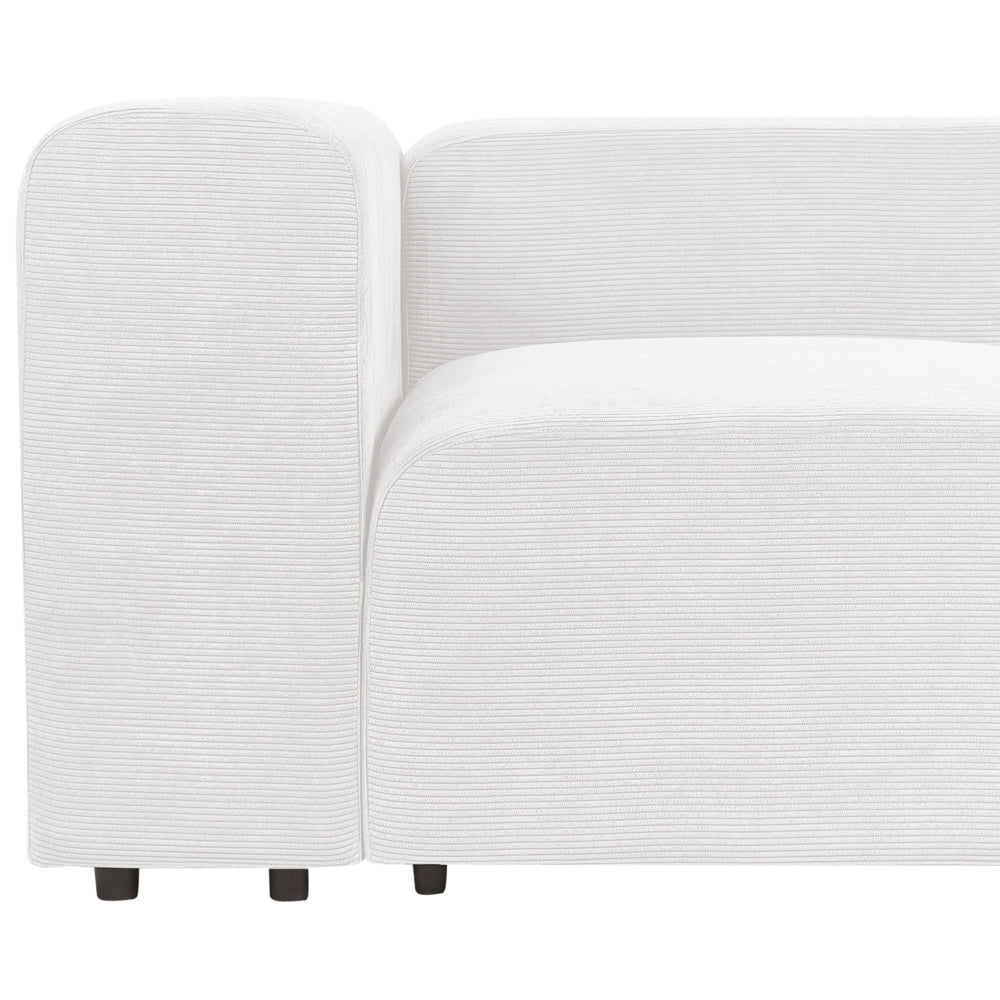 Divano componibile a 3 posti rivestito con velluto bianco stile moderno