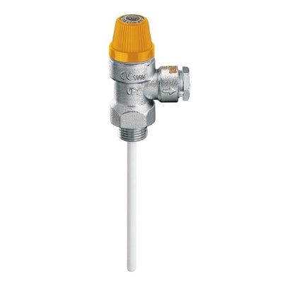 VALVOLA DI SICUREZZA COMBINATA TEMPERATURA E PRESSIONE- M 1/2 x Diam. 15   6 bar- CALEF- pezzi 1