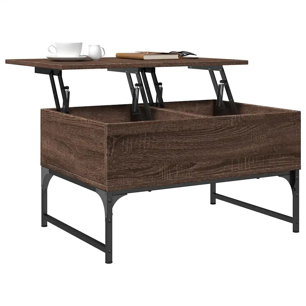Tavolino Salotto Rovere Marrone 70x50x40cm Multistrato Metallo 845375