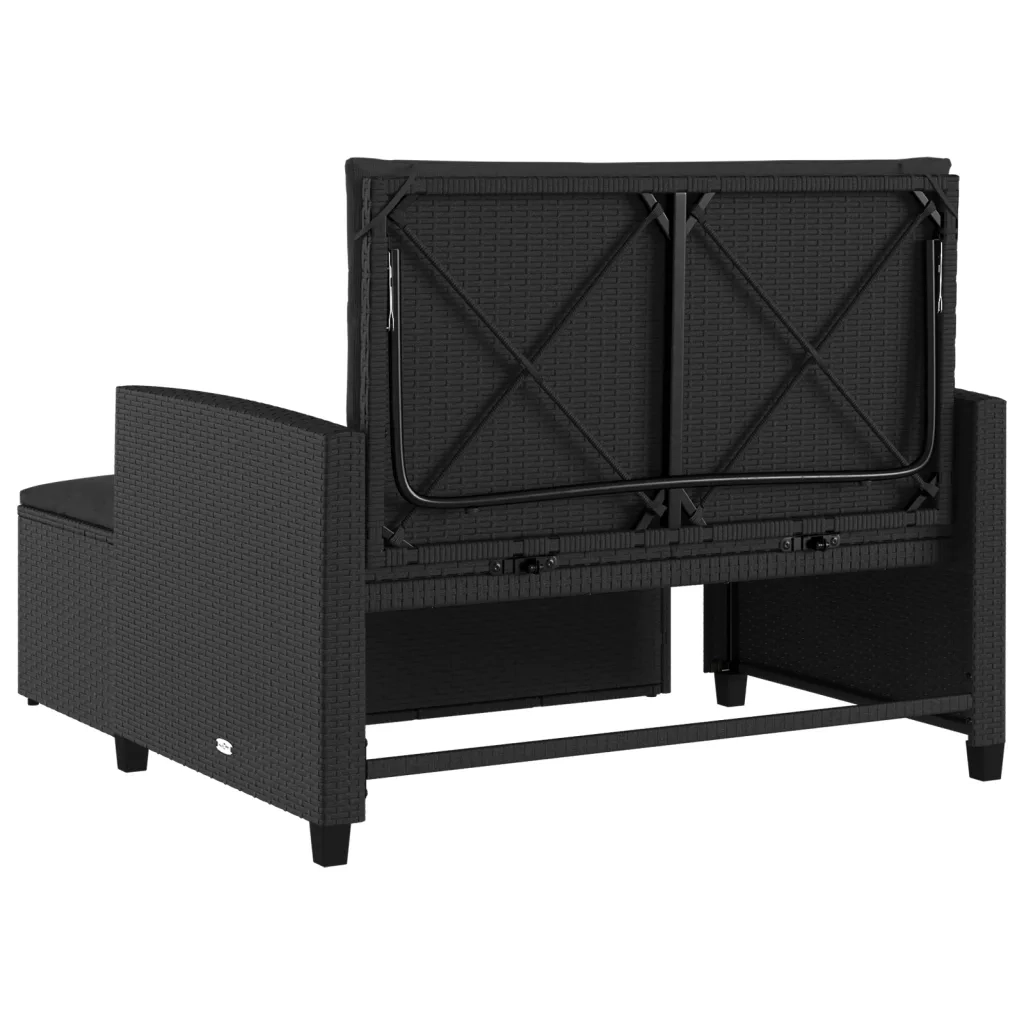 Divano da Giardino con Cuscini a 2 Posti Nero in Polyrattan 365132