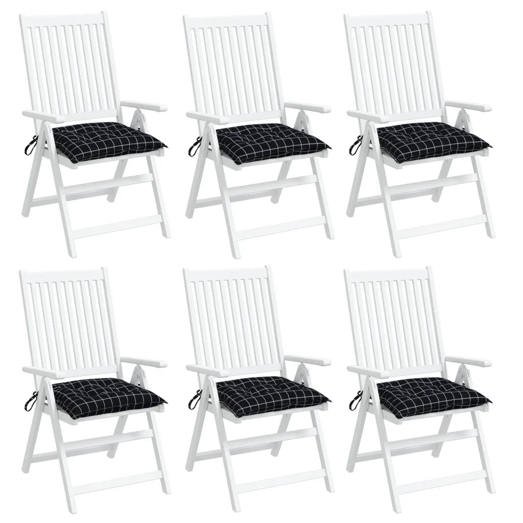 Cuscini per Sedia 6 pz a Quadri Neri 50x50x7 cm Tessuto Oxford 361548