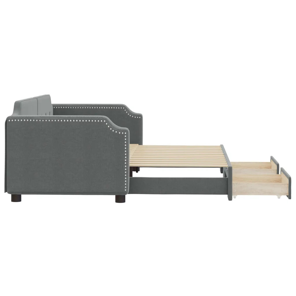 Divano Letto Estraibile Cassetti Grigio Scuro 90x190cm Tessuto 3197681