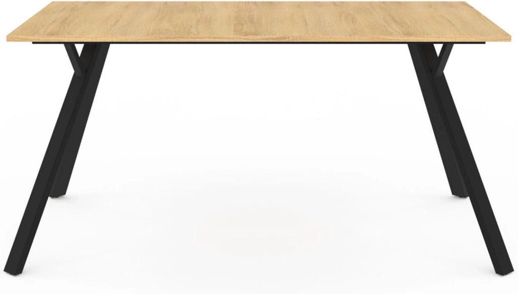 YSEULT mesa de comedor para 8 en madera y negro 160 cm diseño industrial