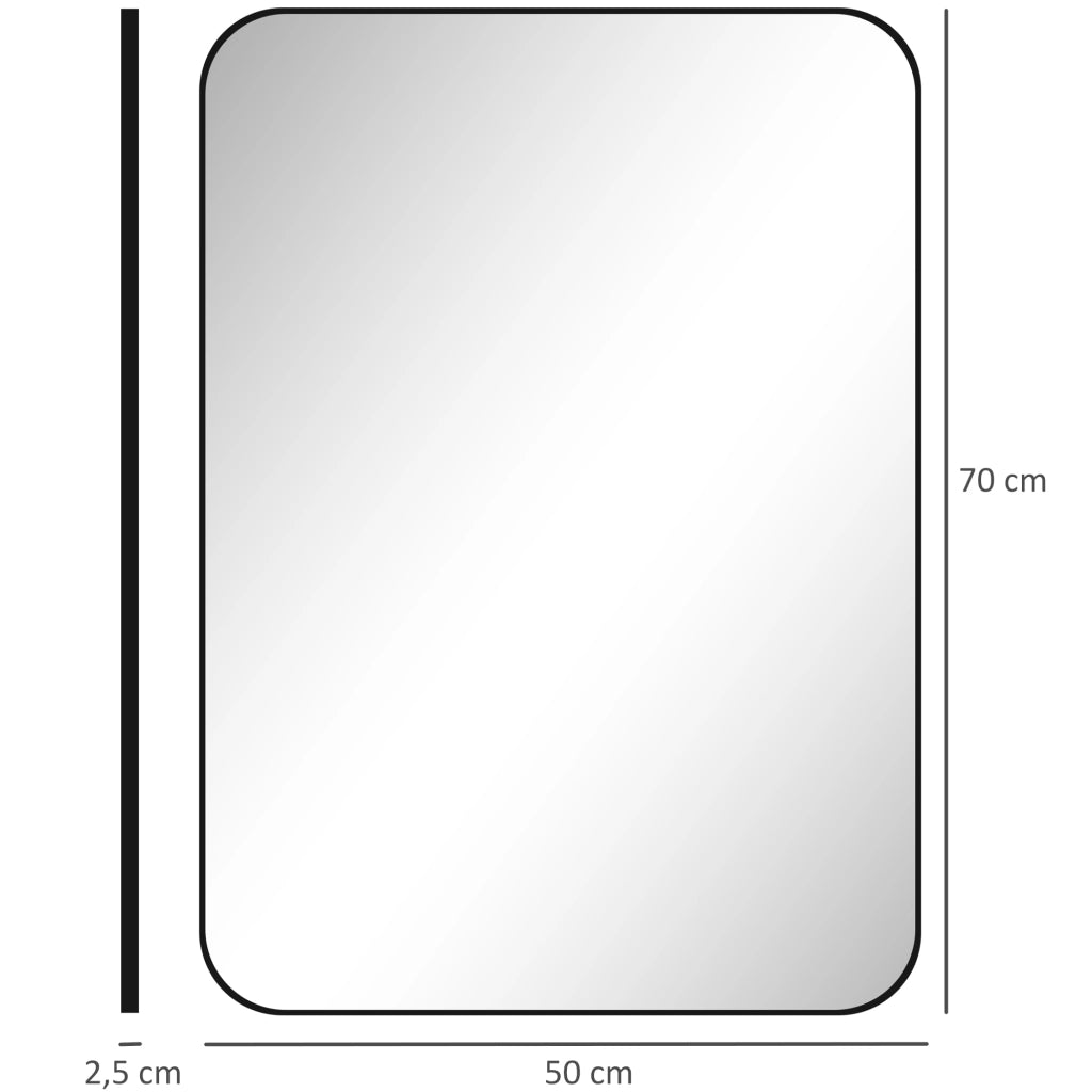 Specchio da Bagno con Cornice in Metallo ¨C Minimal ¨C Nero 50x70 cm