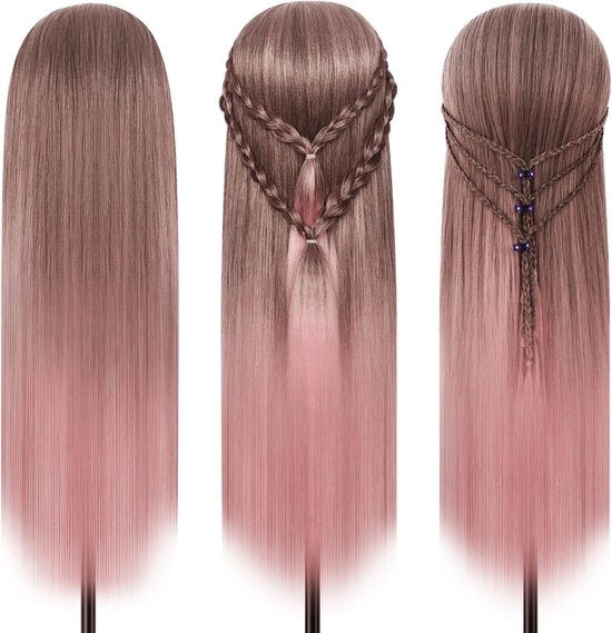 Manichino Da Capelli Con Capelli Realistici - Manichino Da Pratica Per Principianti E Studenti - Incluso Supporto Portatile Per Stili Personalizzati
