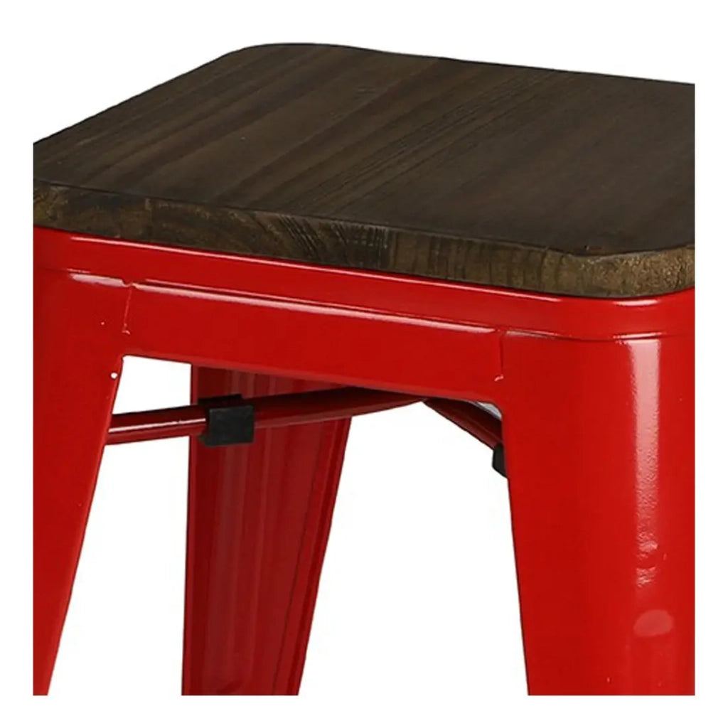 Set di 4 sgabelli in stile industriale in metallo, colore rosso - Collezione FACTORY.