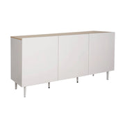 Credenza in metallo e decorazione in legno 3 ante, 150cm, beige