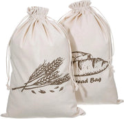 Borsa per Pane 2 Pezzi - Sacchetto di Riciclo - Tessuto di Cotone - 40x29cm - Ambientalmente Sostenibile - Facile da Pulire - Borse per Pane