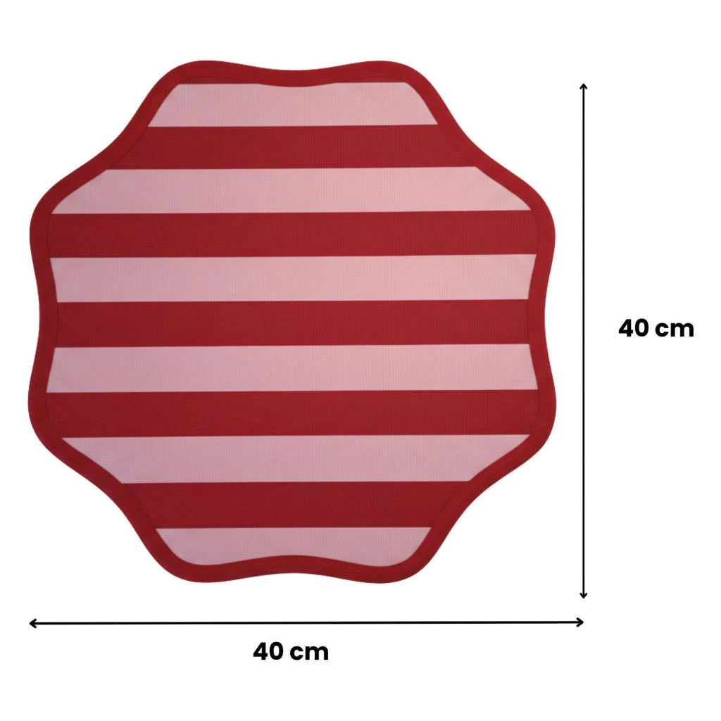 Hart, Tovaglietta Americana set da 6, Bordo Ondulato, Fantasia a Righe Made in Italy, 40x40 cm Rosso