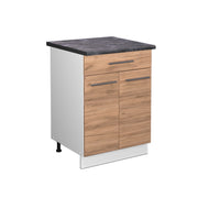 Mobiletto base per cucina Fame-Line Rovere dorato/Bianco 60 cm con cassetto, PL Antracite Vicco