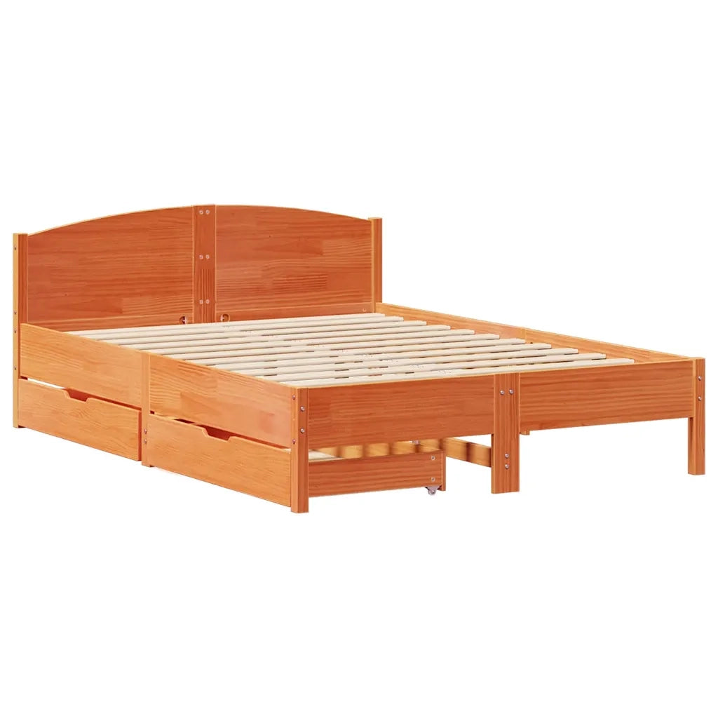 vidaXL Letto senza Materasso Marrone Cera 140x190 cm in Legno di Pino