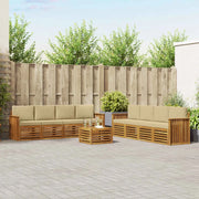Set divani 9 pcs Naturale e Beige Legno di Acacia Massello 3374568