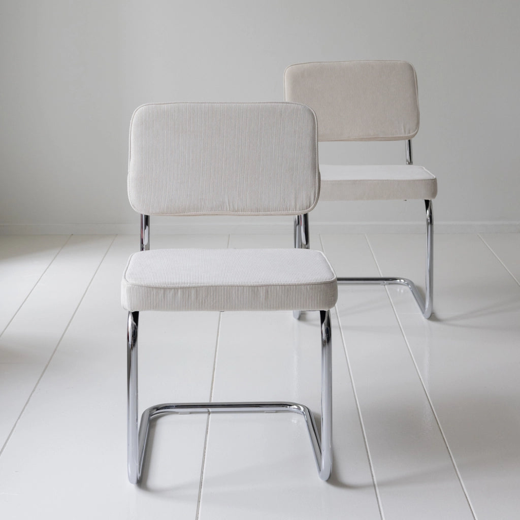 Set di 2 sedie a sbalzo MARIA in velluto a coste beige