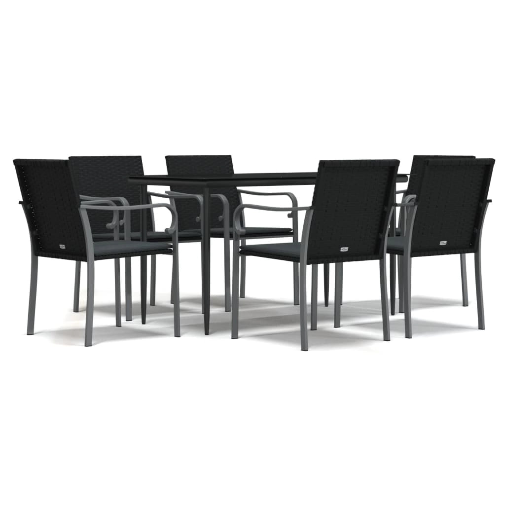 Set Pranzo da Giardino 7 pz con Cuscini in Polyrattan e Acciaiocod mxl 100567