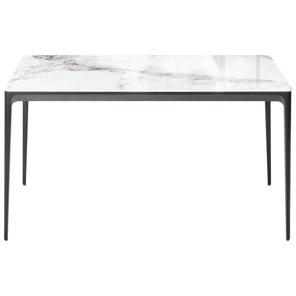 Tavolo da pranzo effetto marmo bianco e nero 140 x 80 cm Gambe in alluminio Rettangolare Cucina moderna da pranzo