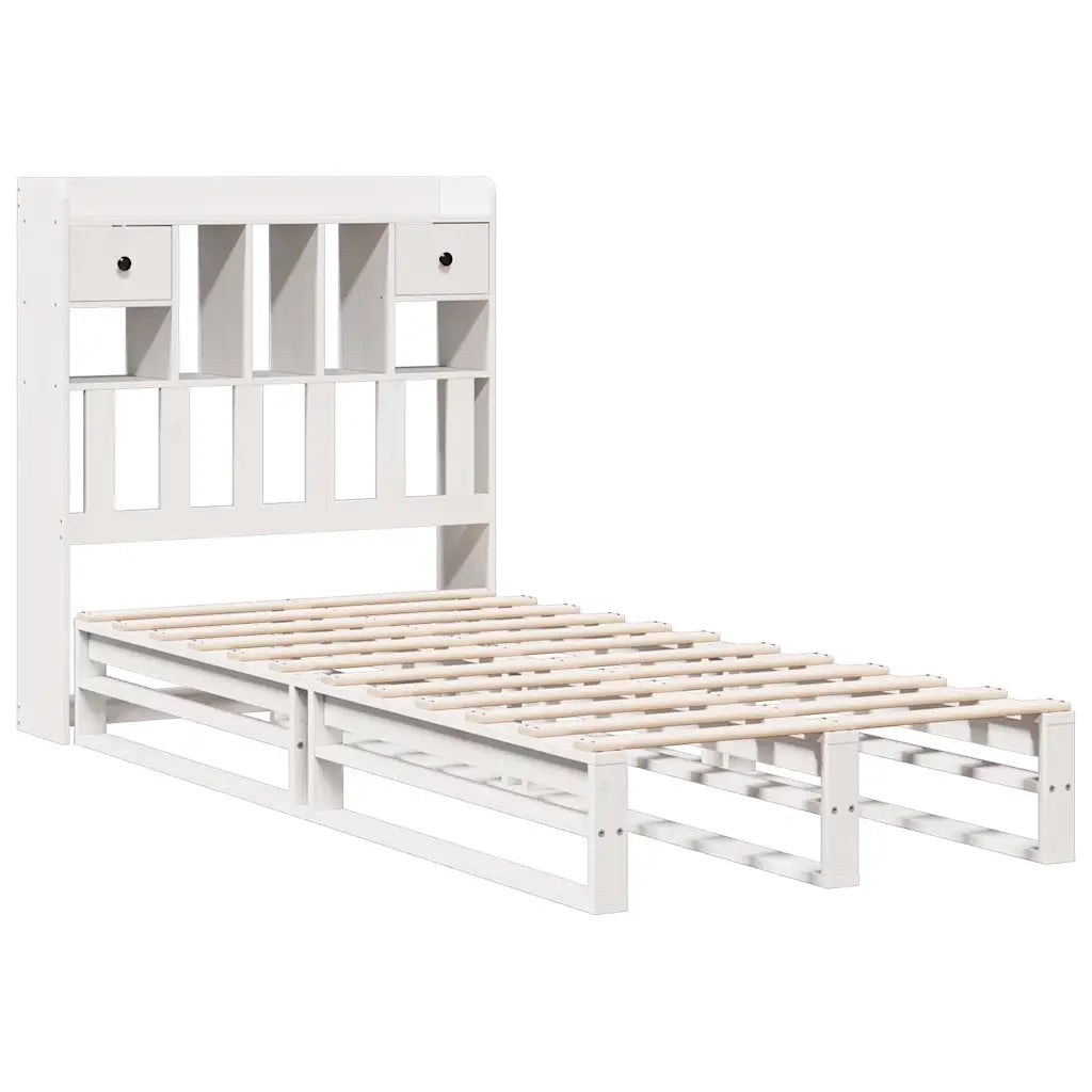 Letto Libreria senza Materasso Bianco 90x190 cm Massello Pino 3323978