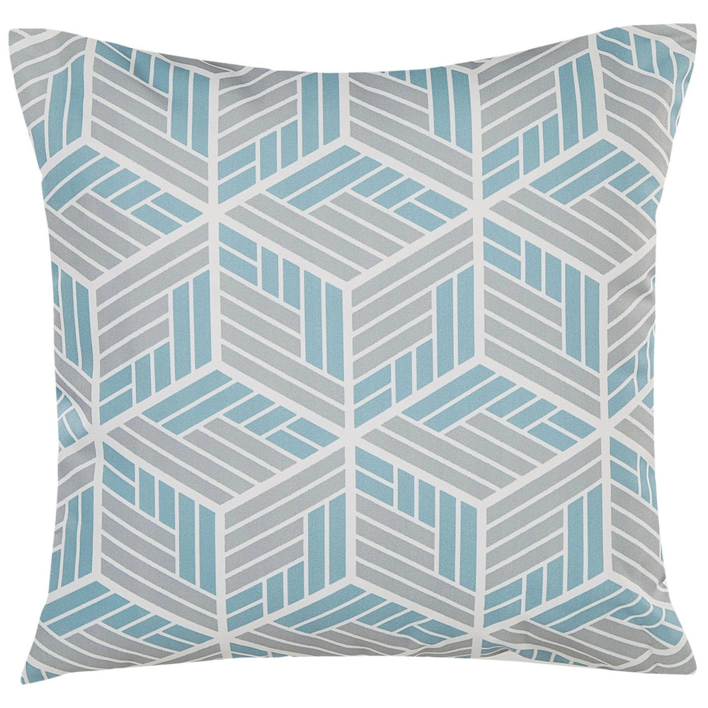 Set di 2 cuscini da giardino in poliestere grigio e blu quadrato 45 cm effetto 3D motivo geometrico design moderno