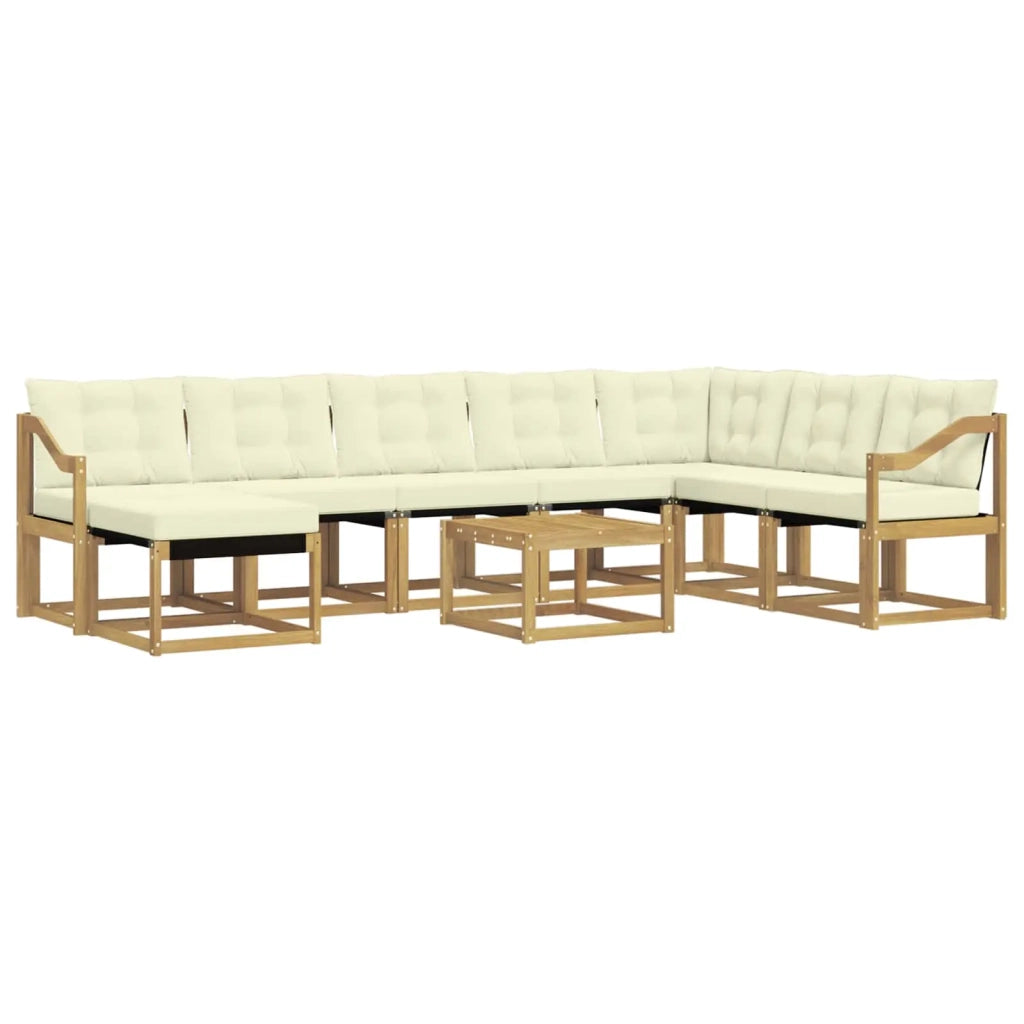Set di divani da esterno con cuscino 9 pcs Bianco e Crema 3389796