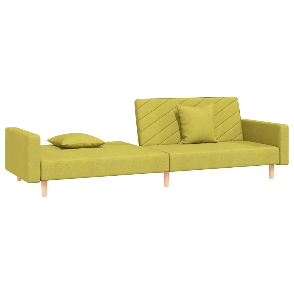 Divano Letto a 2 Posti con 2 Cuscini Verde in Tessuto 375905