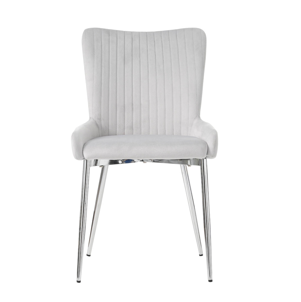 Set di 4 sedie da pranzo in velluto con gambe in metallo grigio