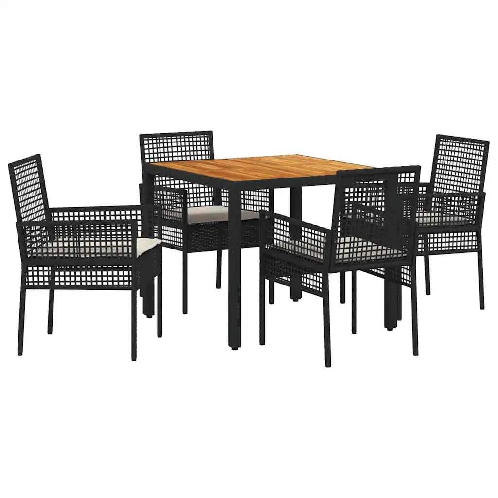 Set da Pranzo per Giardino 5 pcs Nero polyrattan 3334902