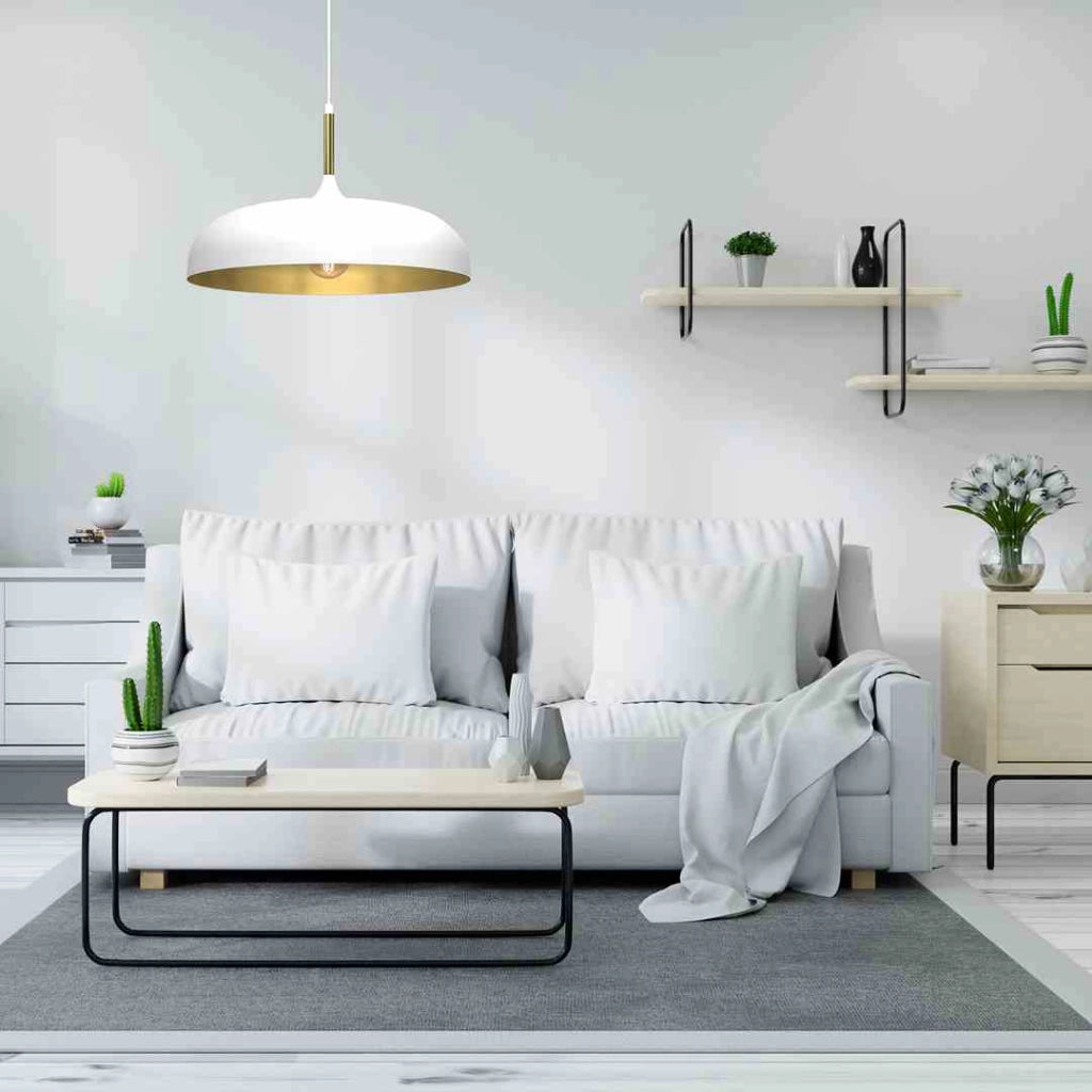 Lampadario a sospensione Milagro Lincoln bianco oro Ø45