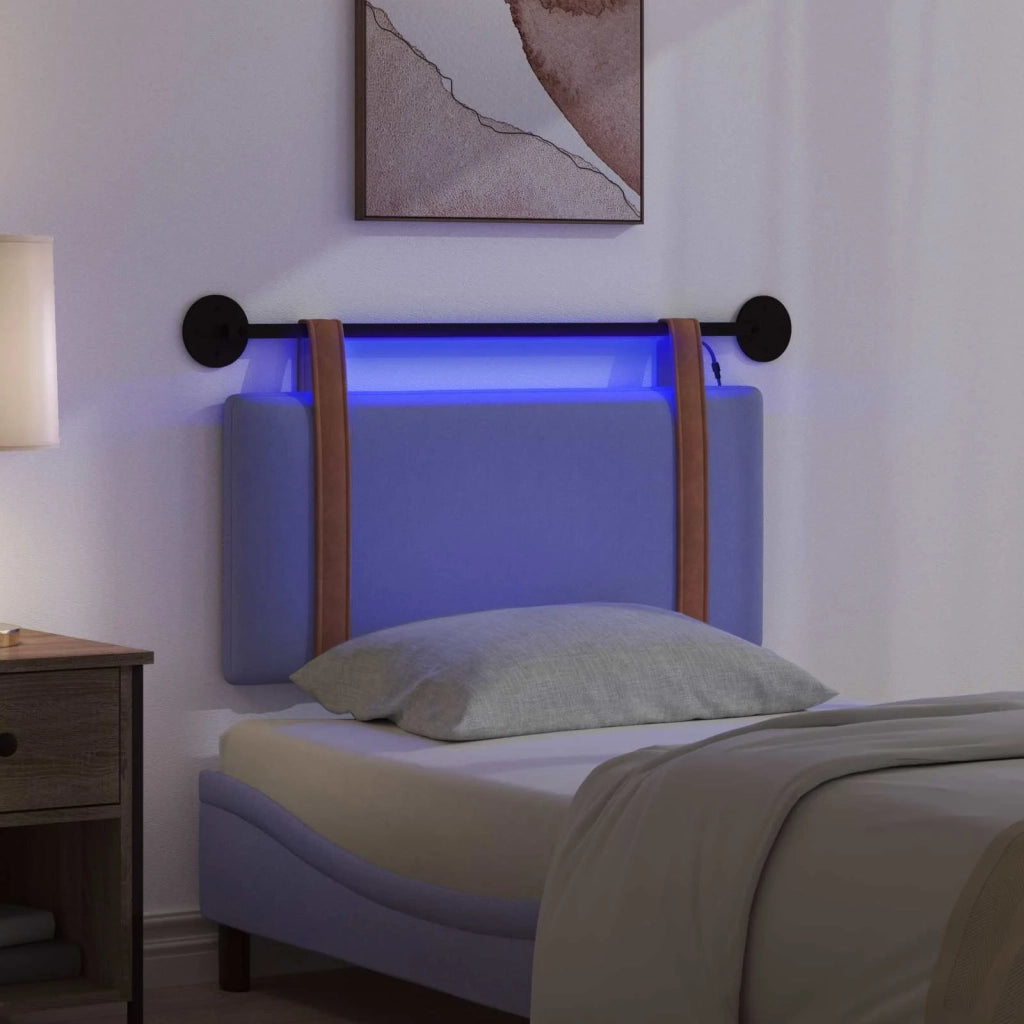 Testiera | Testata sospesa Con luce LED Blu jeans PU Antico