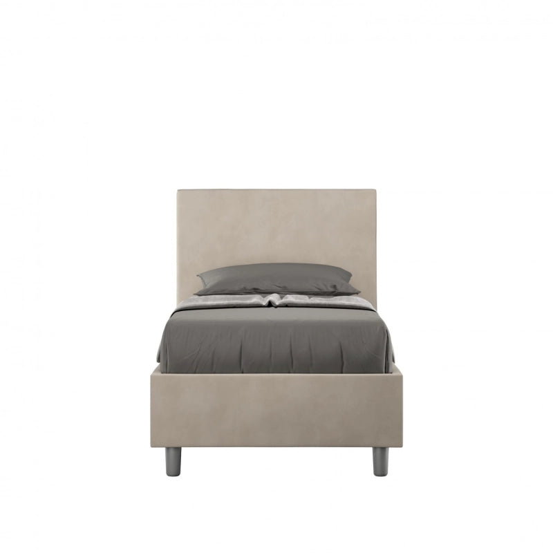 Letto imbottito Singolo 80x210 cm Adele - Contenitore,Microfibra,Sabbia