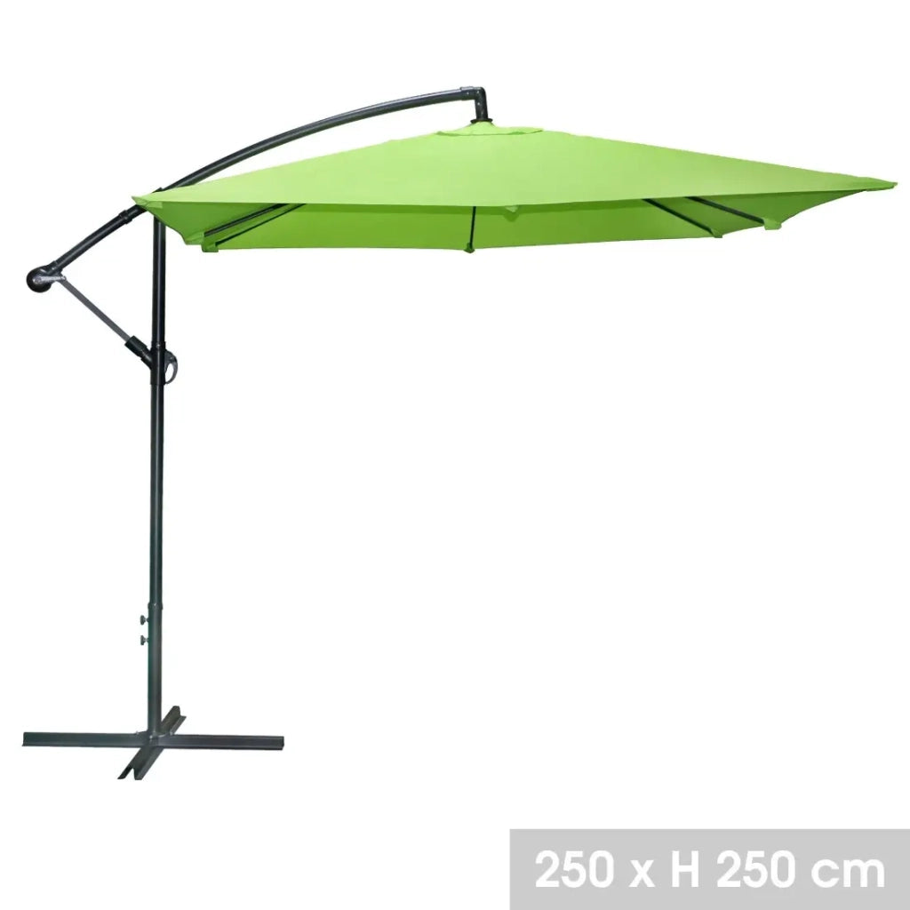 Ombrellone a sbalzo quadrato verde mela 250x250x250 cm – Telo in poliestere 180 g/m² idrorepellente