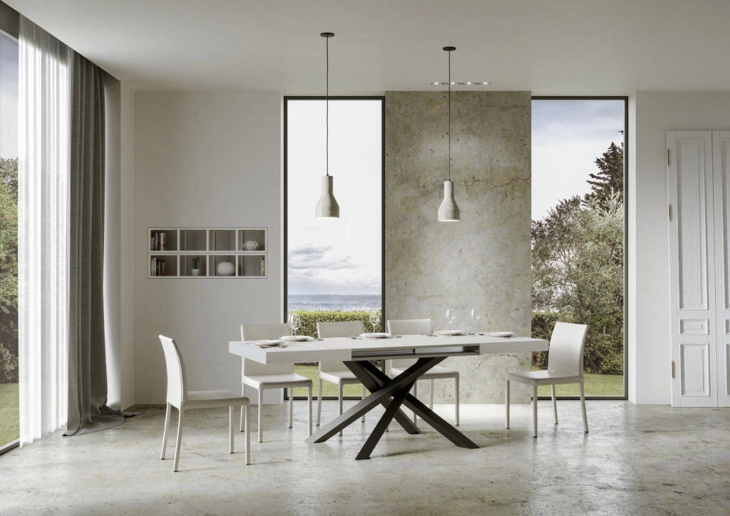 Tavolo allungabile 90x160/264 cm Volta Bianco Frassino telaio Antracite