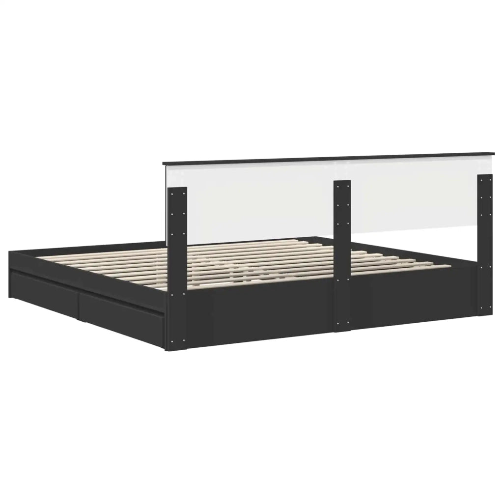 Letto con Contenitore Nero 200 x 200 cm Legno multistrato