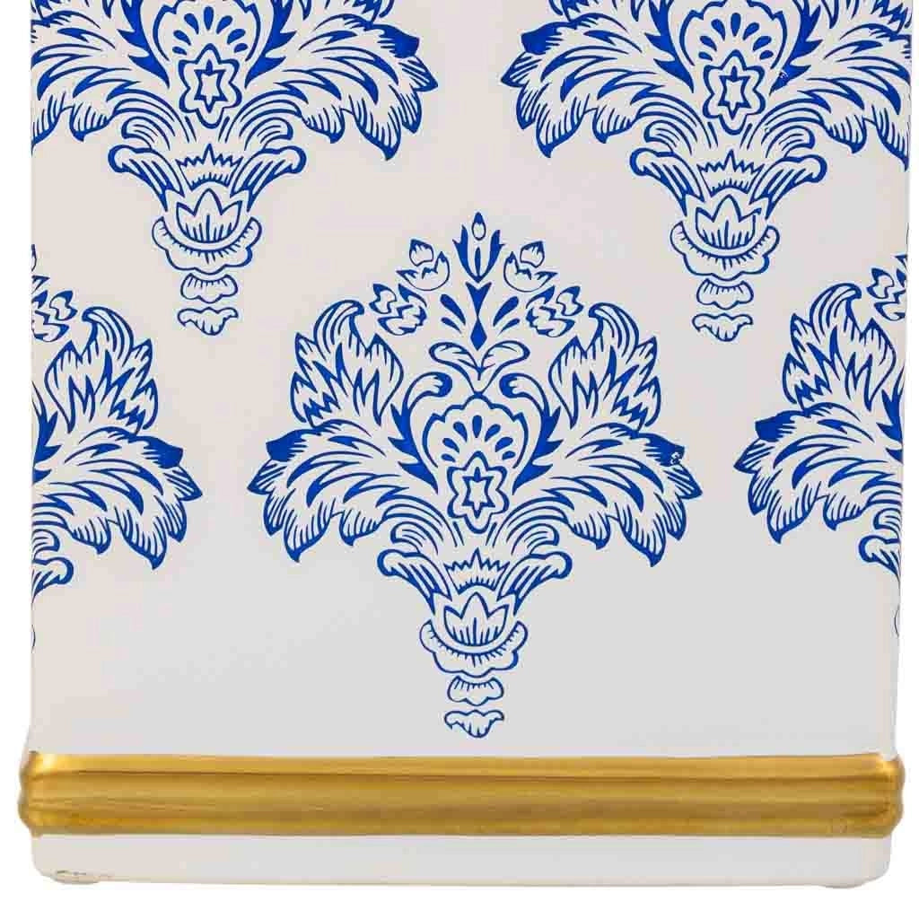 Vaso in ceramica bianca e blu, cm 15,5x12,5x26h