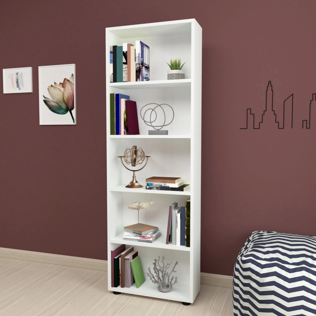 Libreria 'Vara' Altezza: 172 cm Scaffale a Terra con 5 Scomparti Aperti - Bianco [en.casa]